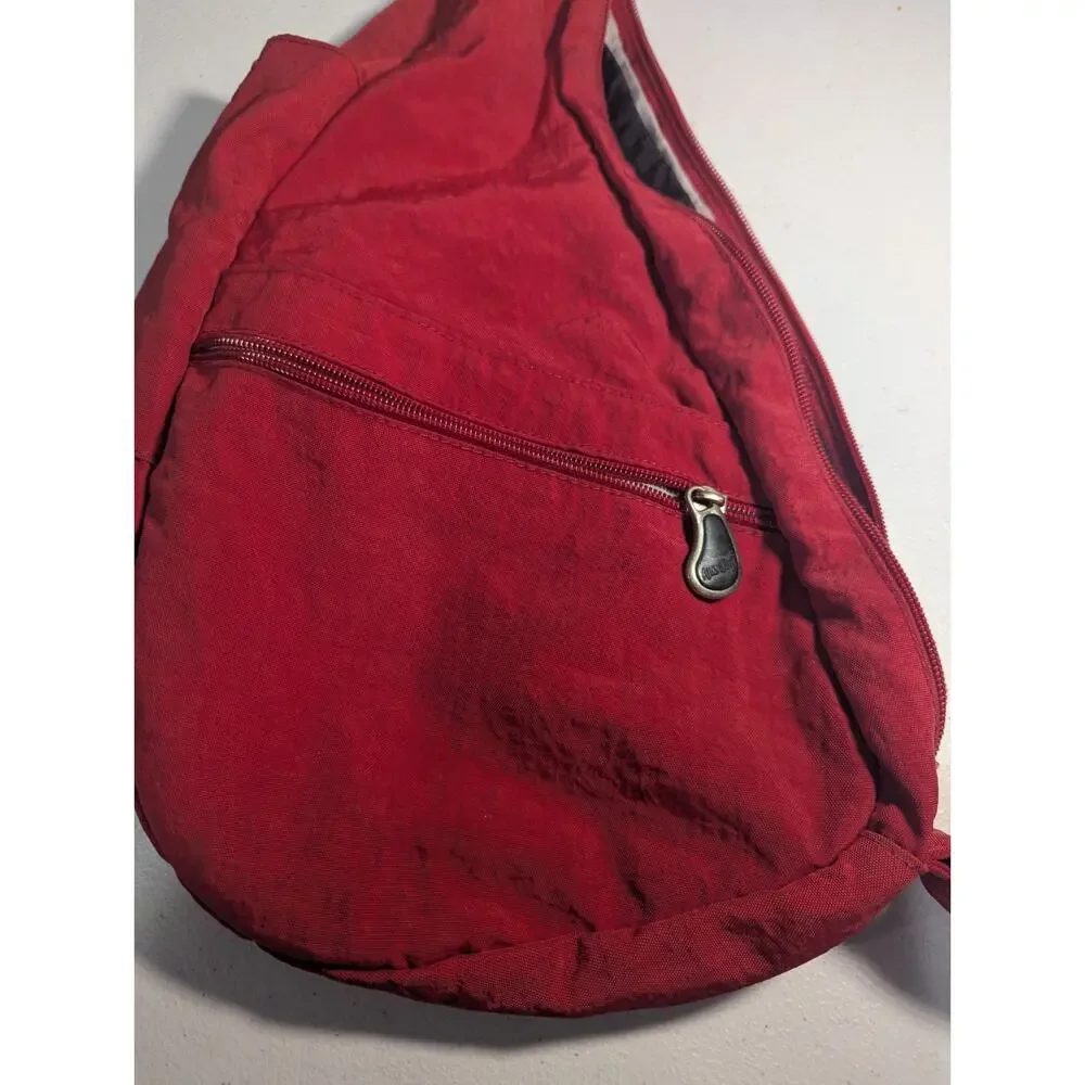 AmeriBag Healthy Back Bag Sling Bag Unisex Solid Red Nylon 17